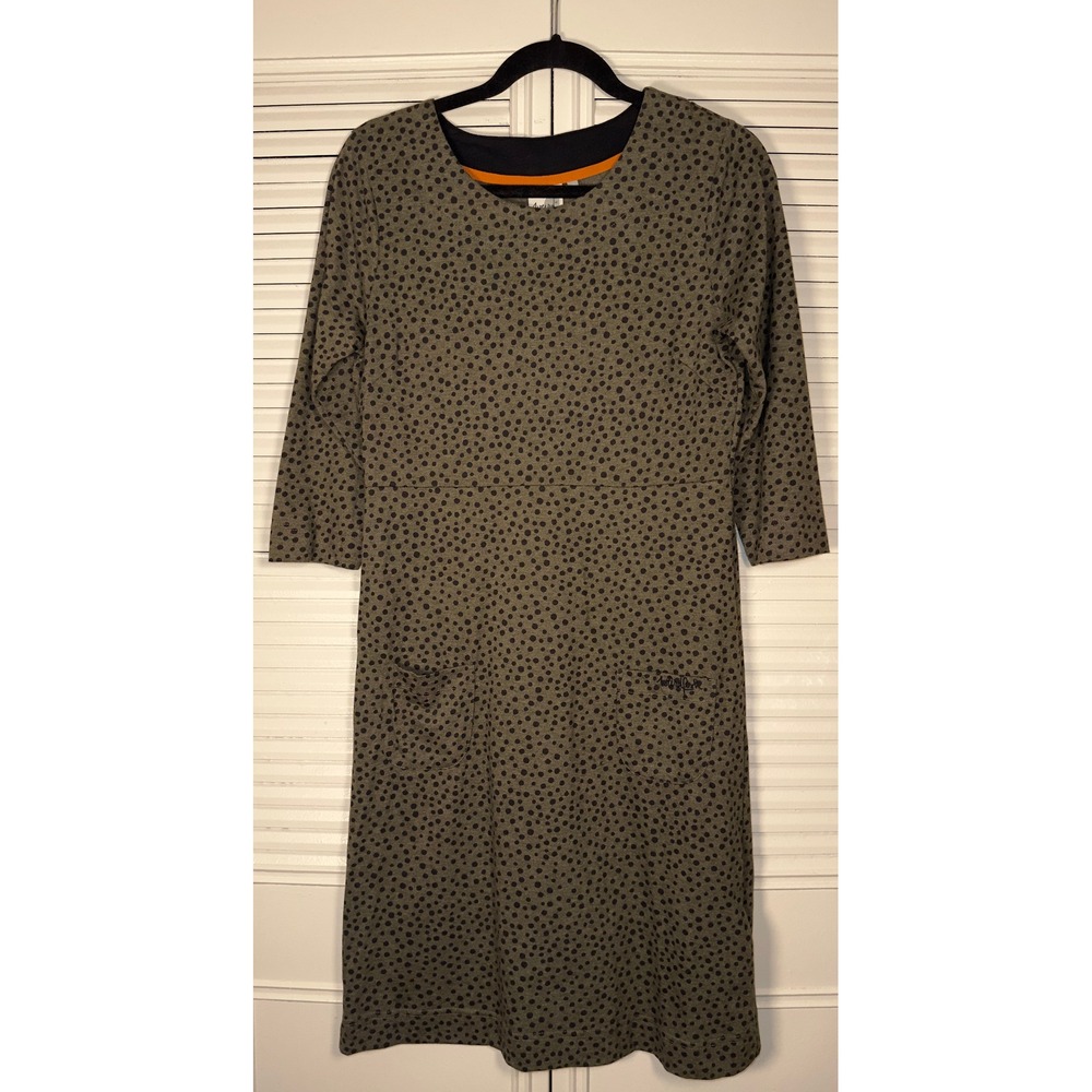 Weird Fish Moondust Jersey Organic Cotton Dark Olive Dress Size‎ 10